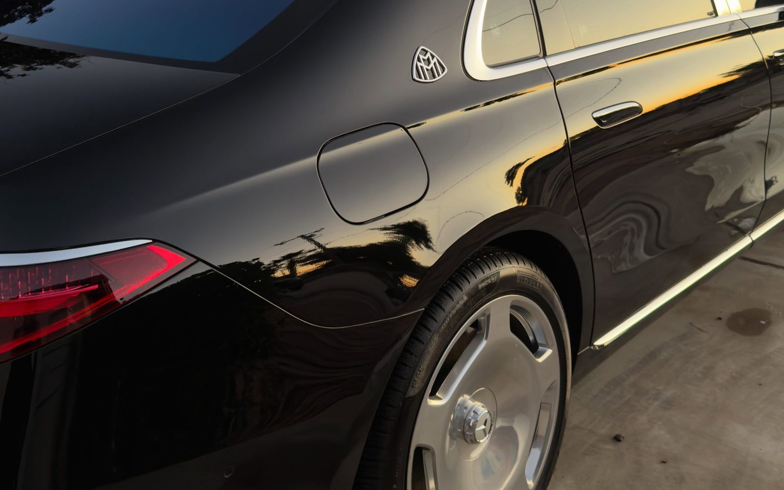 A glossy rear quarter panel finished with a ceramic coating
